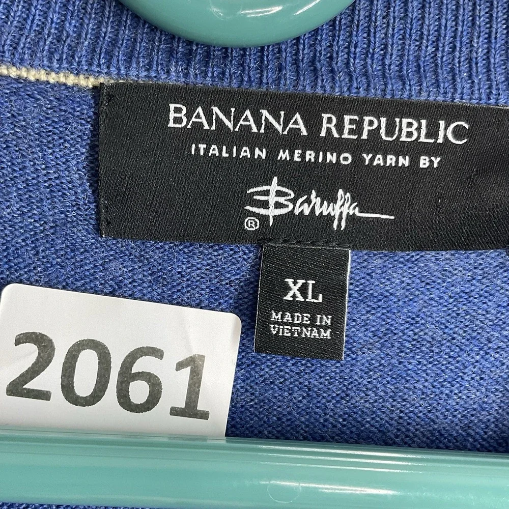 Banana Republic‎ Baruffa Italian Yarn Merino Wool Sweater Mens XL Blue Crew Neck